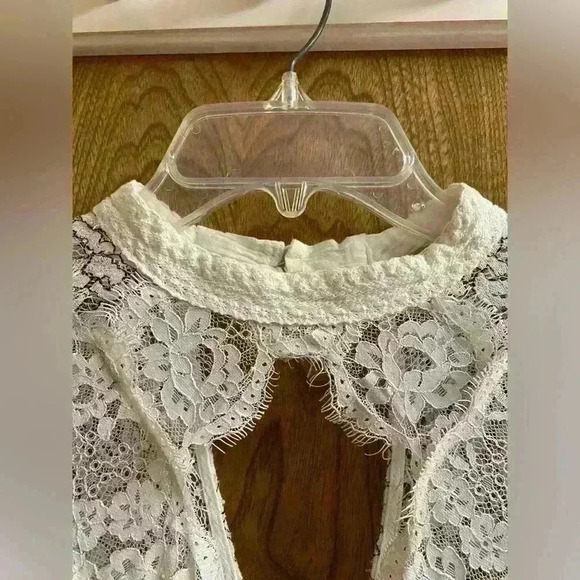 Free People Secret Origins Pieced Lace Choker Neck Tunic Dress White Size S - Picture 14 of 15